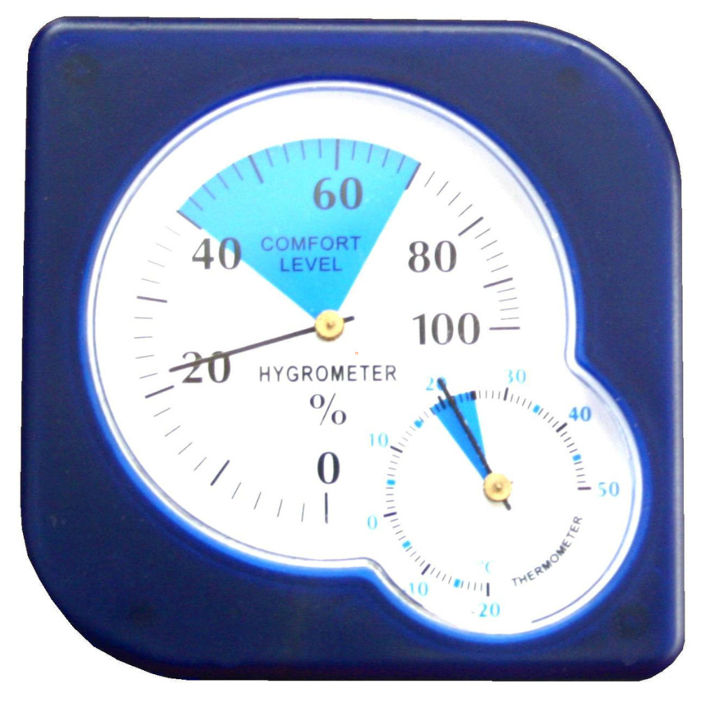 Beltéri hőmérő páratartalom érzékelővel, kék színben