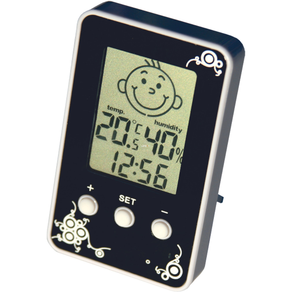 Digitális beltéri hőmérő gyerekszobába, páratartalom érzékelővel