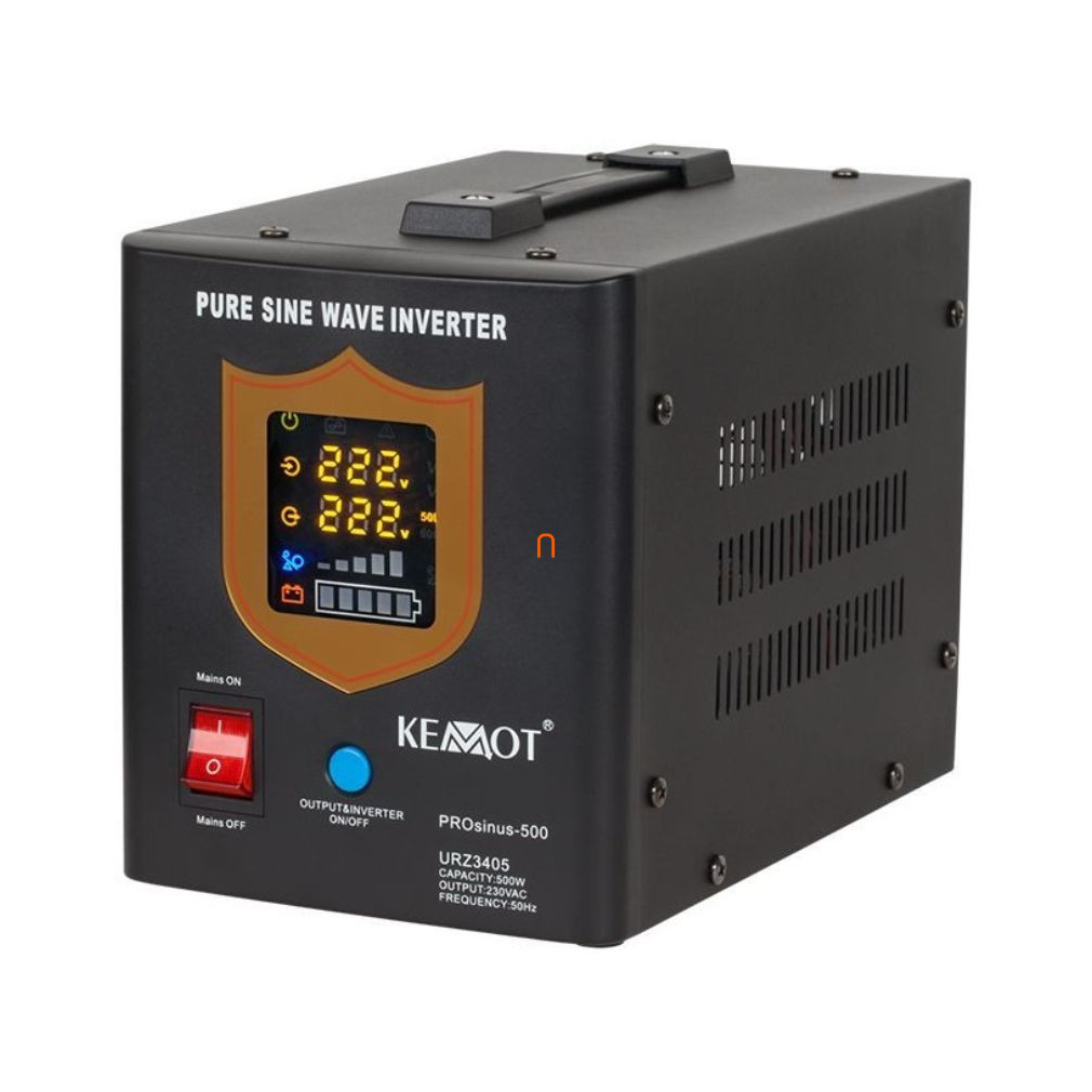 Kemot szünetmentes tápegység 500W 230/230V szinusz jeles, fekete, akkumulátor nélkül URZ3405B