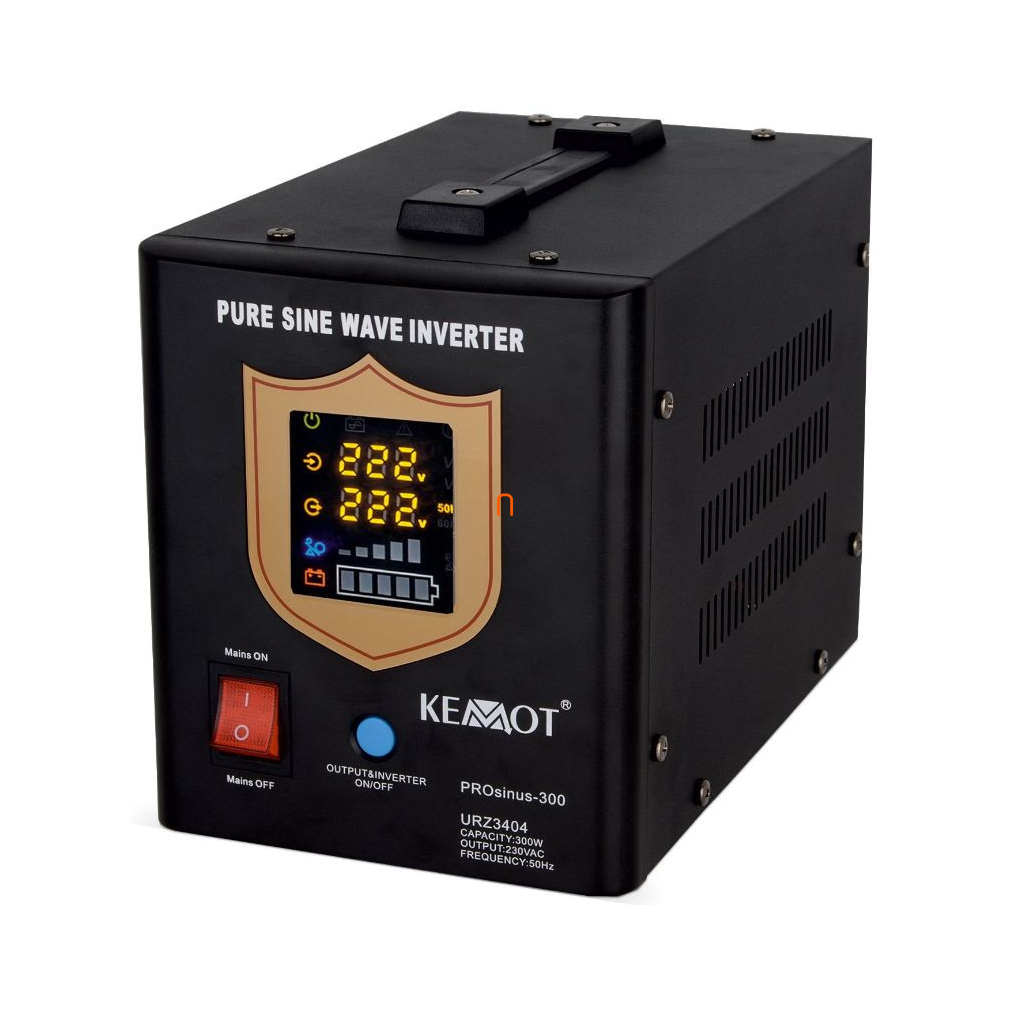 Kemot szünetmentes tápegység 300W 230/230V szinusz jeles, fekete, akkumulátor nélkül URZ3404B