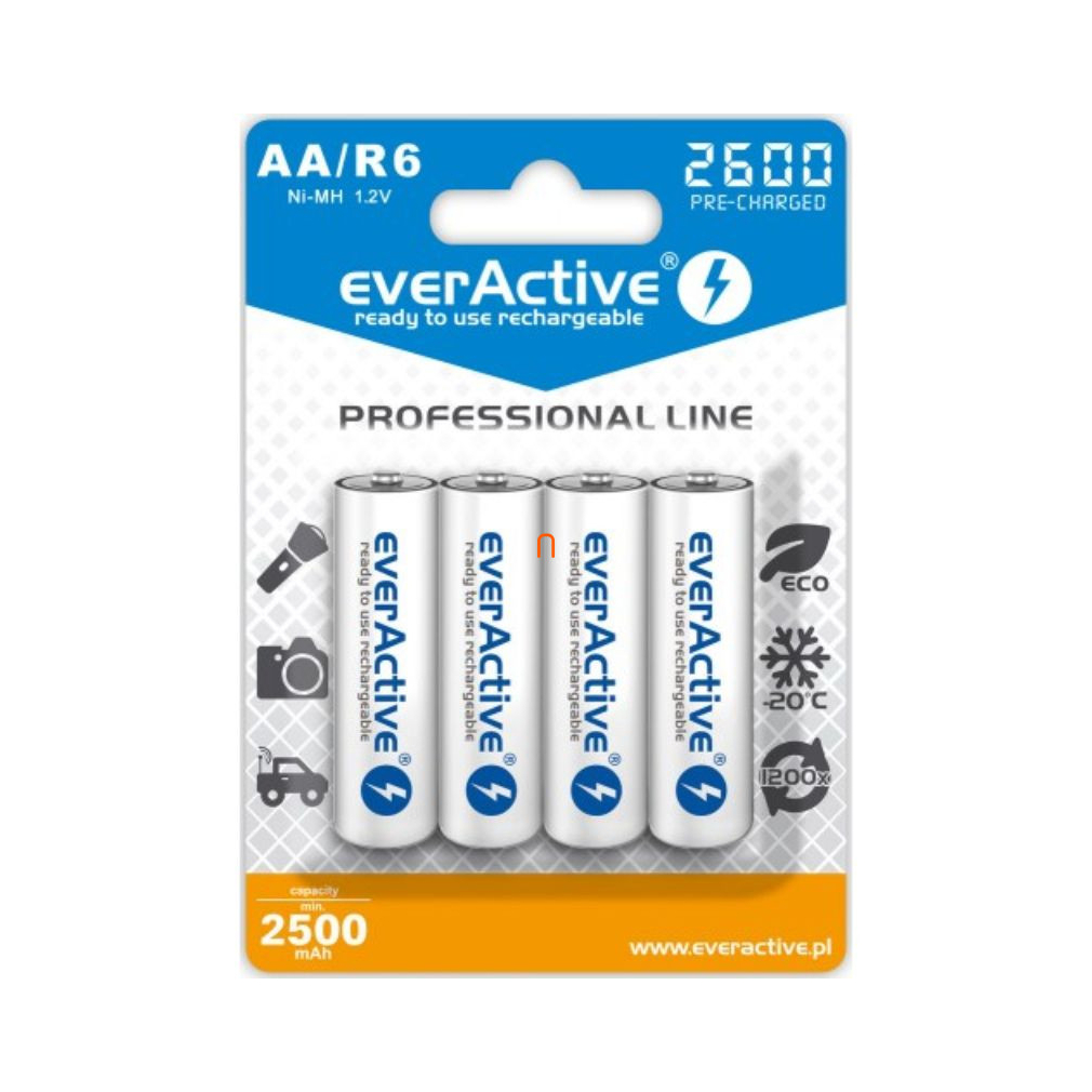EverActive újratölthető AA akkumulátor 2600mAh Ni-Mh 4 darabos (Professional Line)