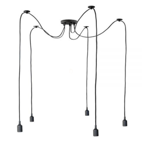   Mennyezeti kötél (PÓK) függeszték fekete textilkábellel LED-POL ORO-ARANA-5xE27 5902533197736