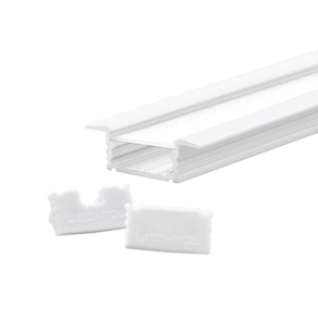   LED szalaghoz alu sín szett süllyesztett 2 fm-es fehér LED POL 17x27x9mm ORO32041 5902533198207