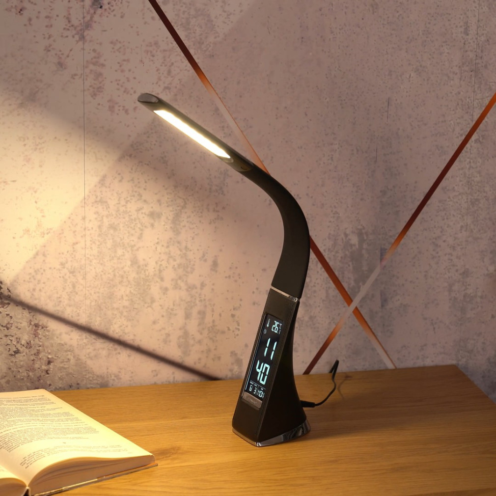 Kijelzős íróasztali lámpa fekete színben (Gala)