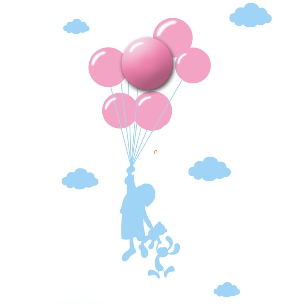Lufis fali LED gyereklámpa matricával (Balloons)