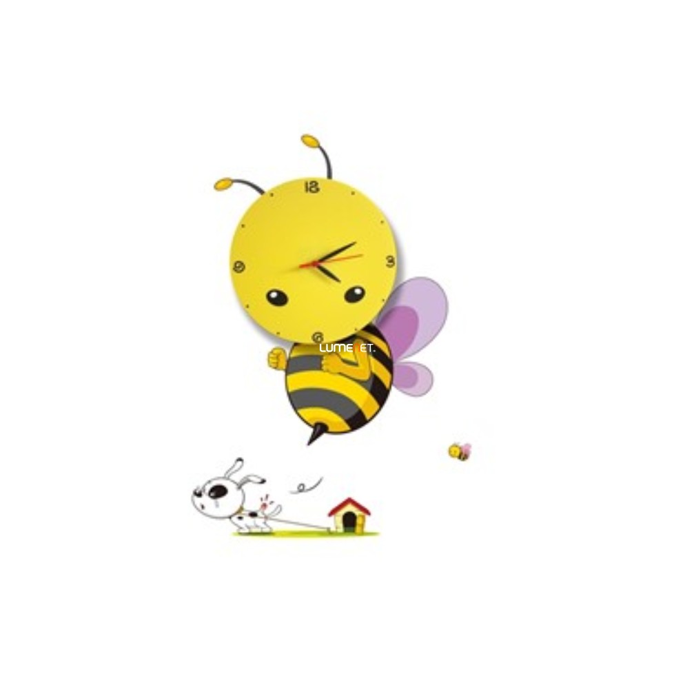 Méhecskés fali LED óra gyerekszobába, sárga színű (Bee)