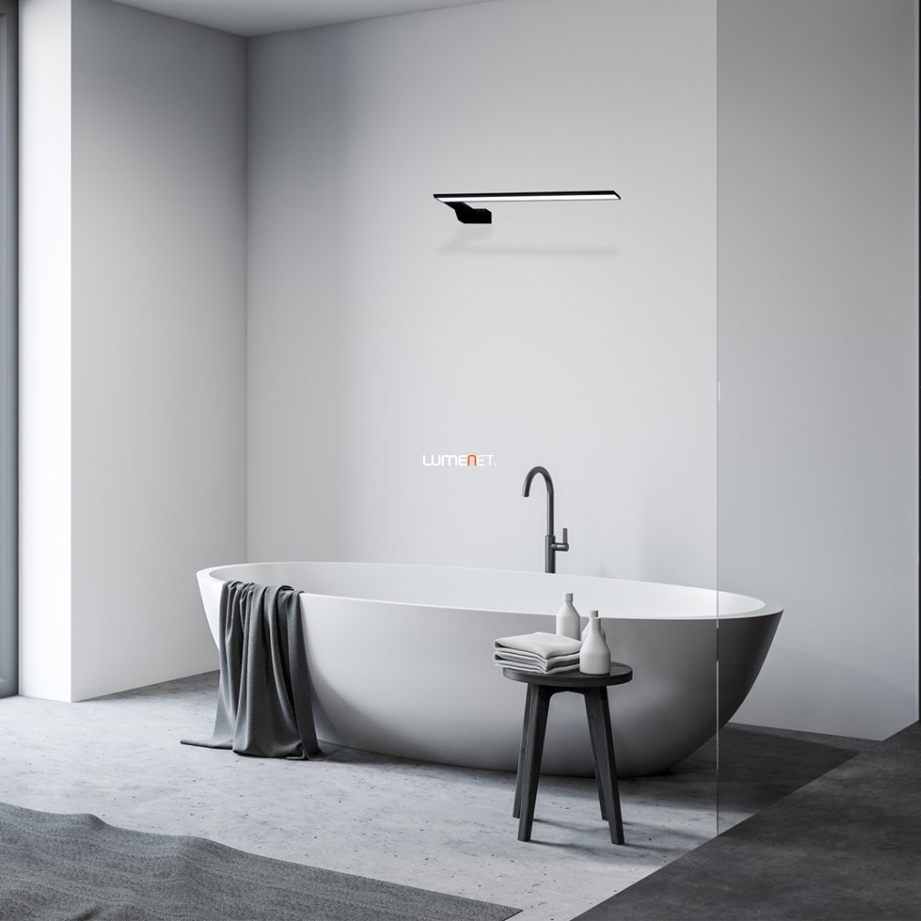 Fürdőszobai tükörmegvilágító LED lámpa, balos, 11 W, hidegfehér, 45 cm, fekete (Shine)