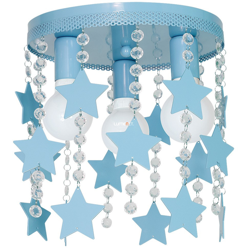 Kék csillagos mennyezeti lámpa gyerekszobába, kristály láncos (Star)
