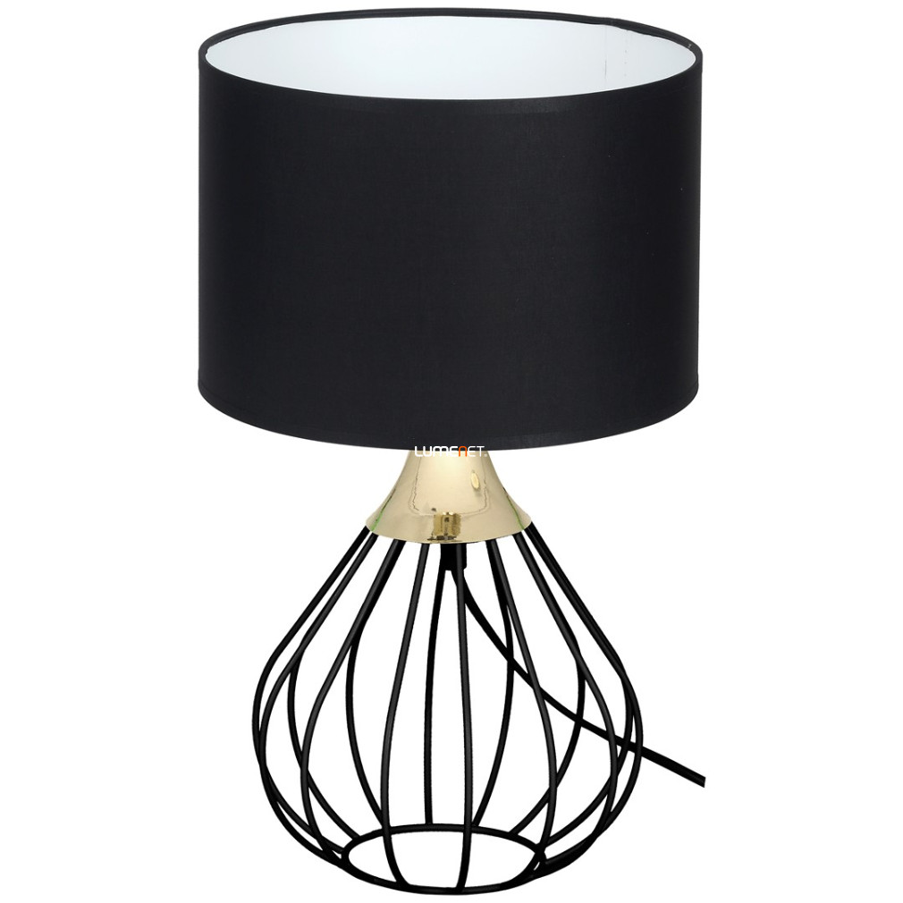 Textil asztali lámpa fekete-arany színben (Kane)