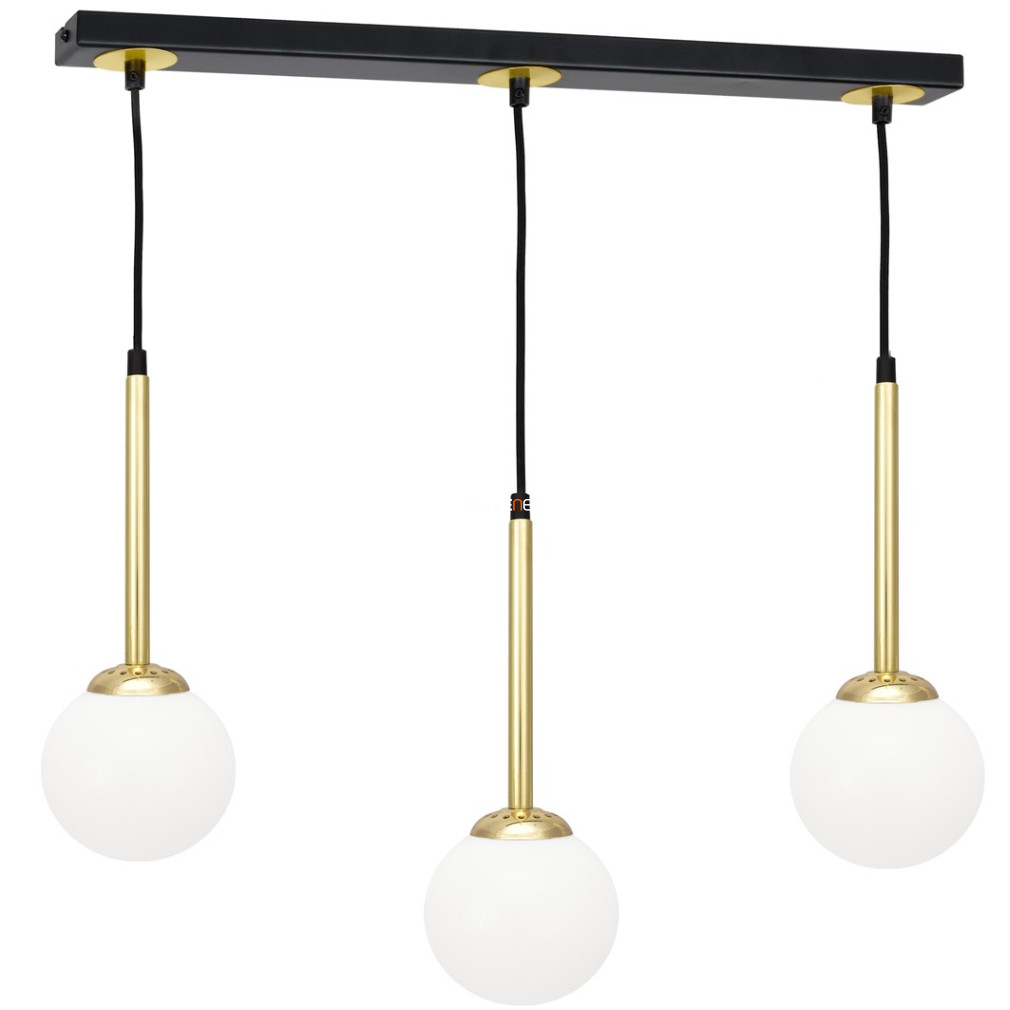 Függesztett lámpa három foglalattal, fekete-sárgaréz színű (Parma)