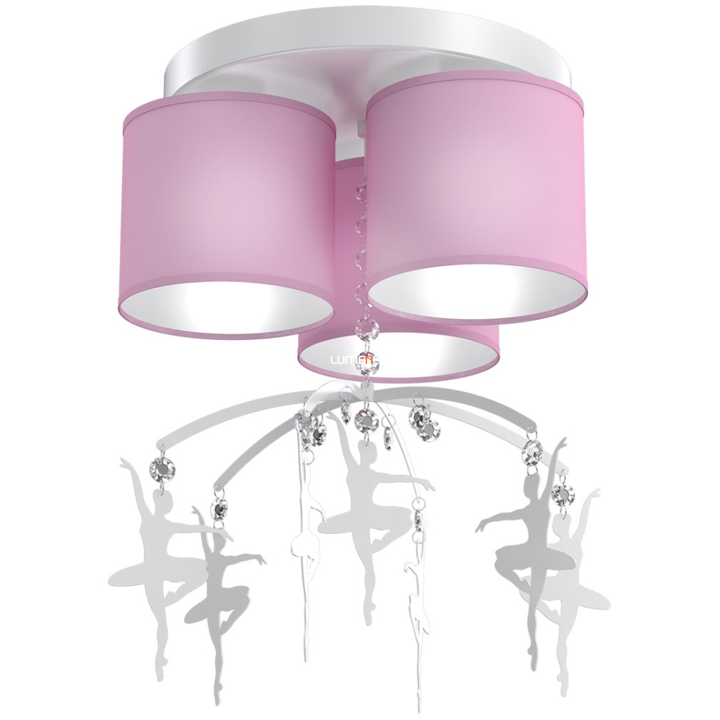 Balerinás mennyezeti gyereklámpa három foglalattal, rózsaszín (Baletnica)