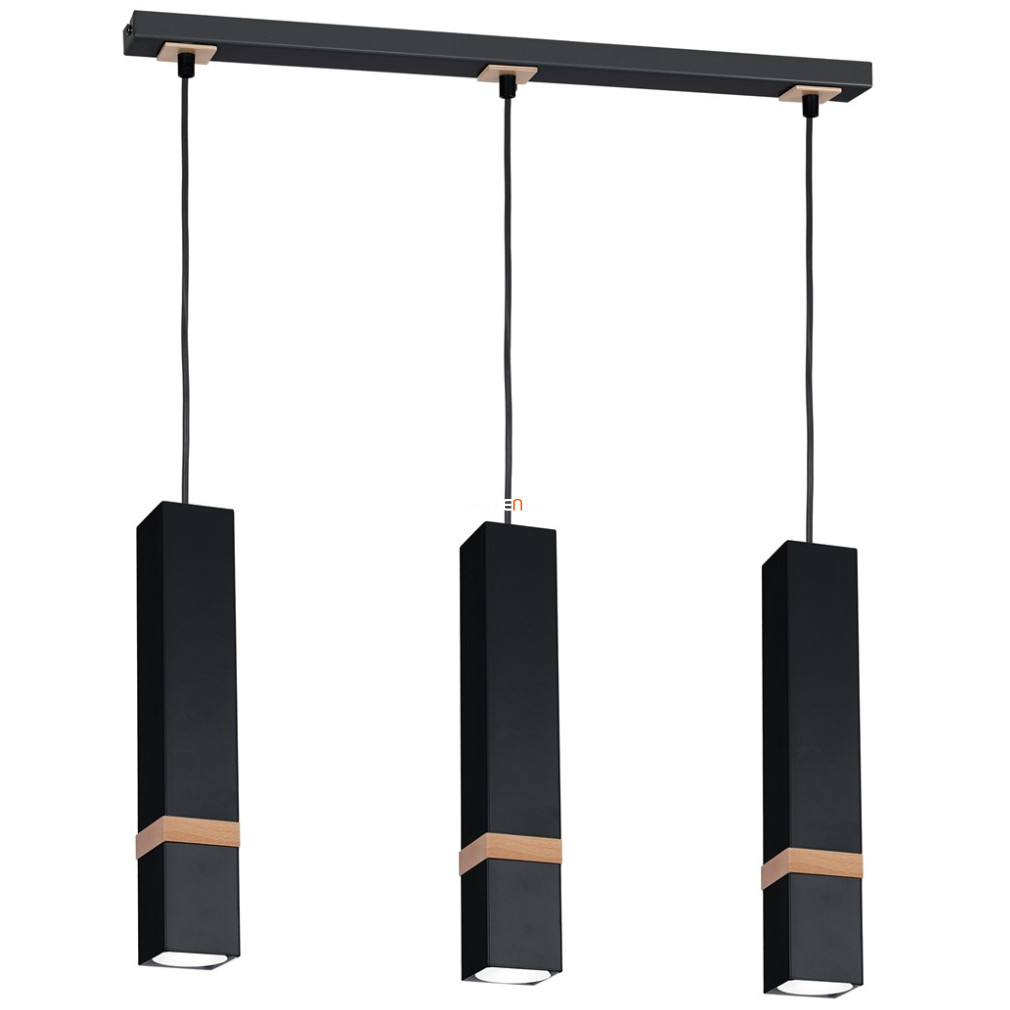 Függesztett lámpa három foglalattal, fekete-fa színű (Vidar)