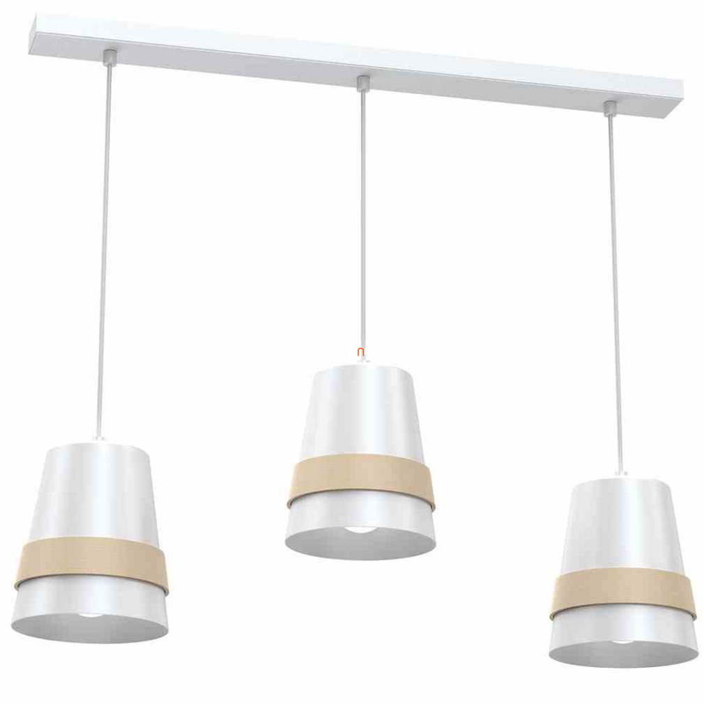 Függesztett lámpa három foglalattal, 60x14 cm, fehér-fa színű (Venezia)