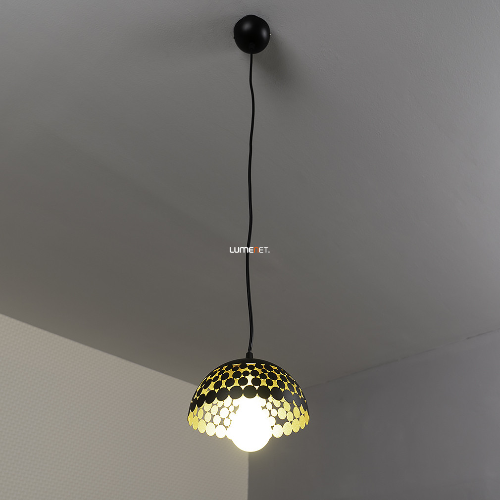 Pöttyös függesztett lámpa, 18 cm, fekete (Lisa)