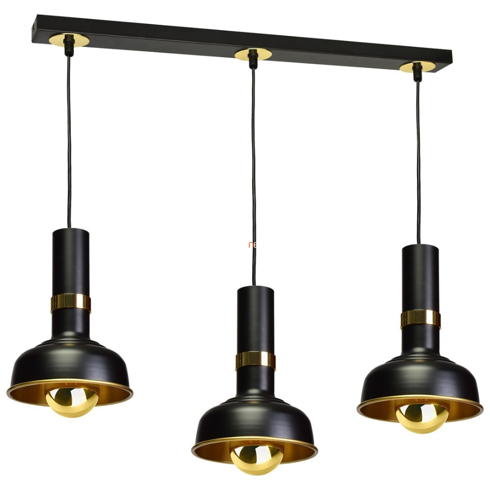 Loft függesztett lámpa három foglalattal, fekete-aranyszínű (Margo)