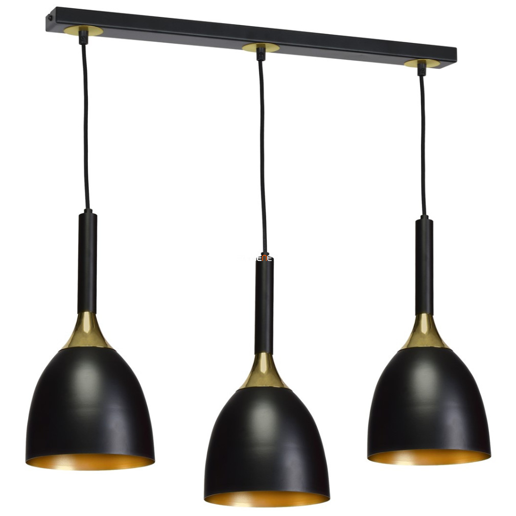 Függesztett lámpa három foglalattal, fekete-aranyszínű (Clark)