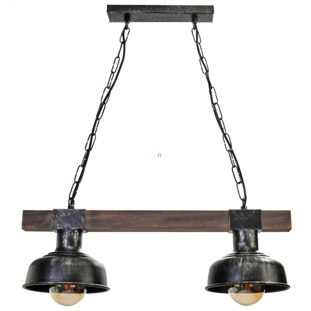 Rusztikus függesztett lámpa két foglalattal, fekete-sötét fa színű (Faro)