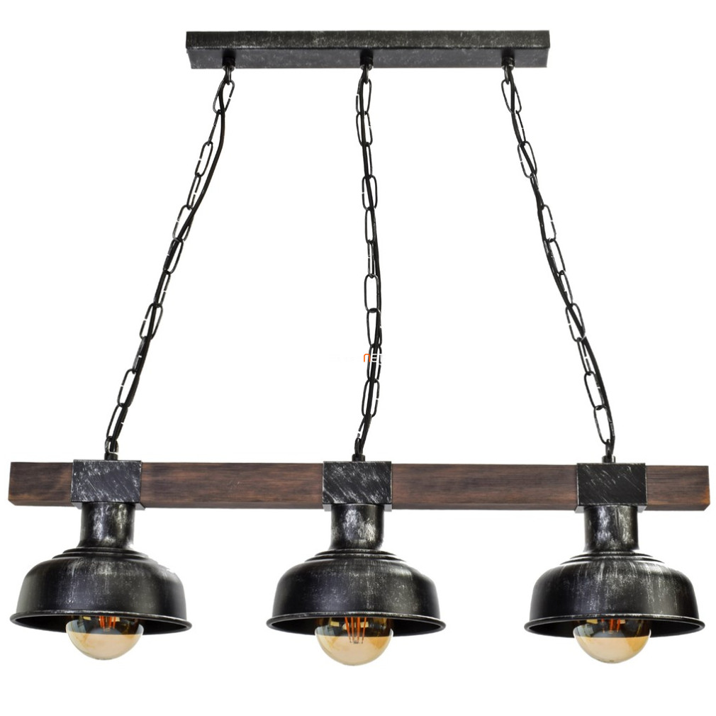 Függesztett lámpa három foglalattal, fekete-sötét fa színű (Faro)