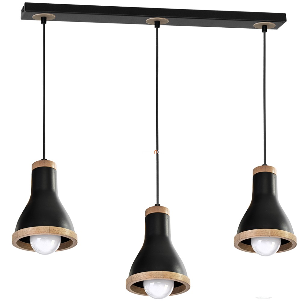 Függesztett lámpa három foglalattal, fekete-fa színű (Holly)