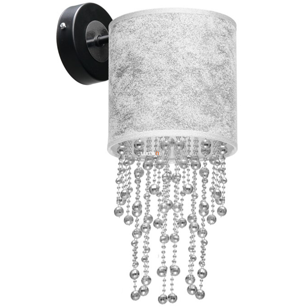 Textil fali lámpa ezüst gyöngy díszekkel (Almeria)