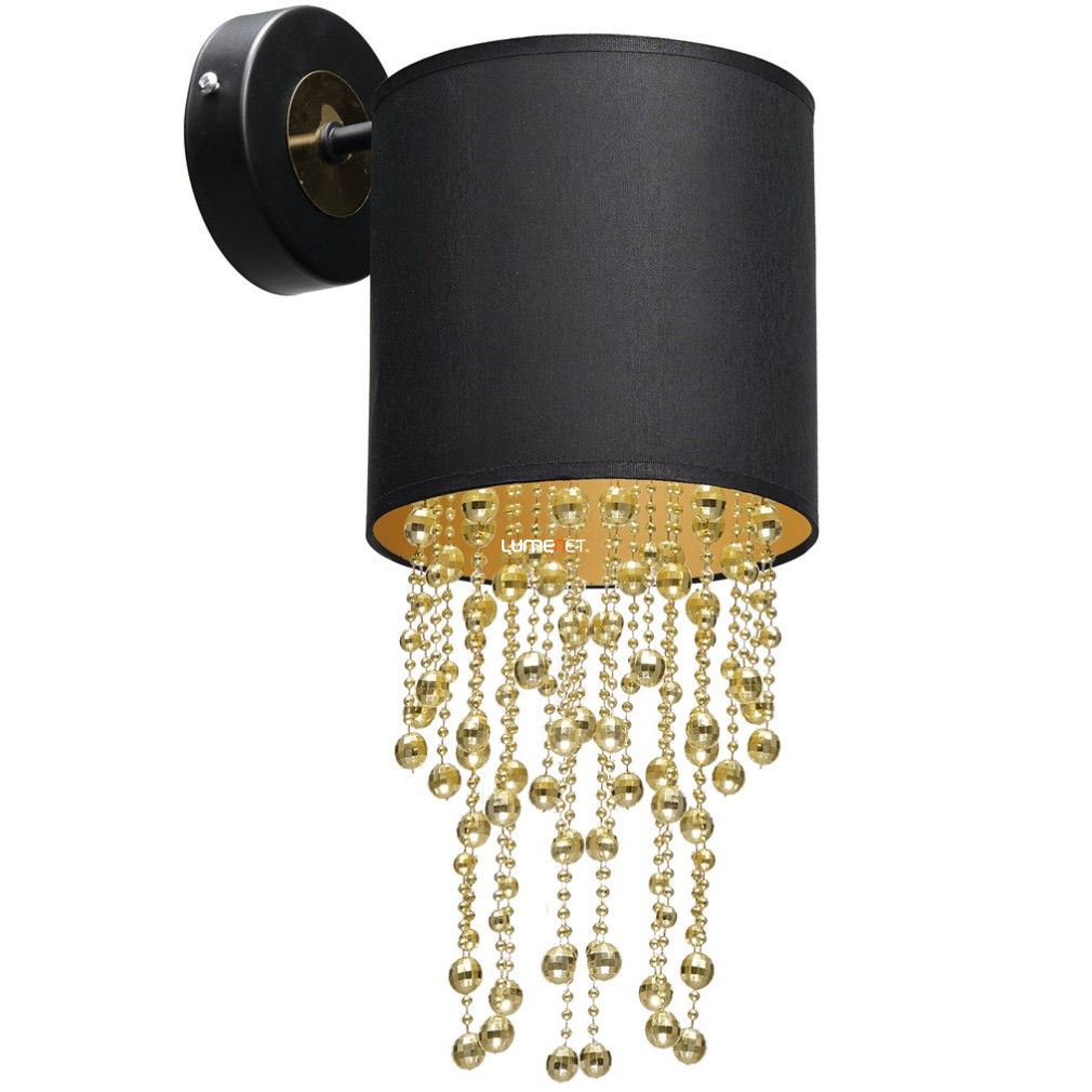 Textil fali lámpa arany színű gyöngy díszekkel (Almeria)