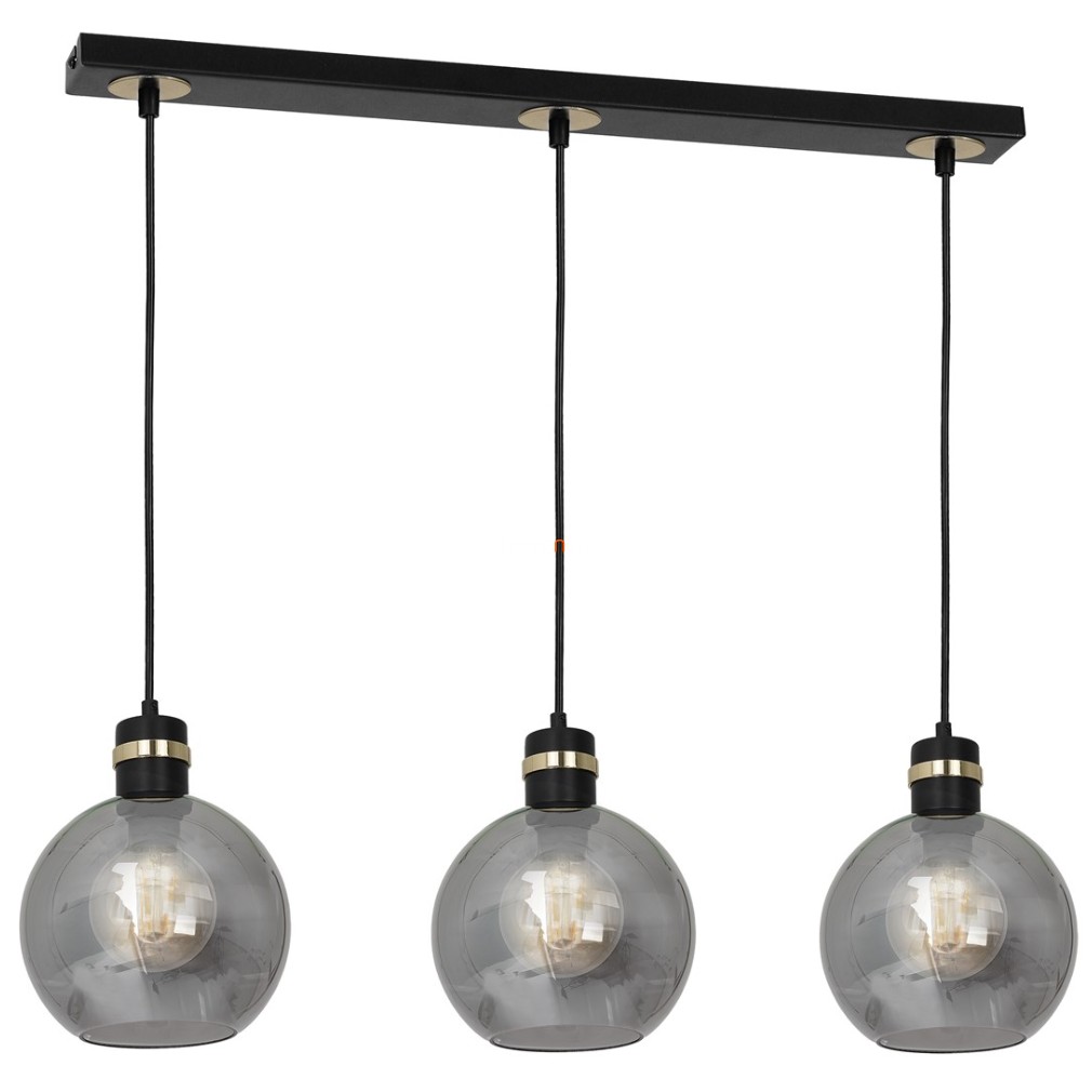 Függesztett lámpa három foglalattal, 20x60 cm, fekete-aranyszínű (Omega)