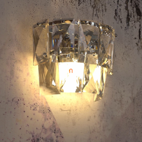   Szépséghibás Kristály fali lámpa két foglalattal, krómszínű (Chelsea)