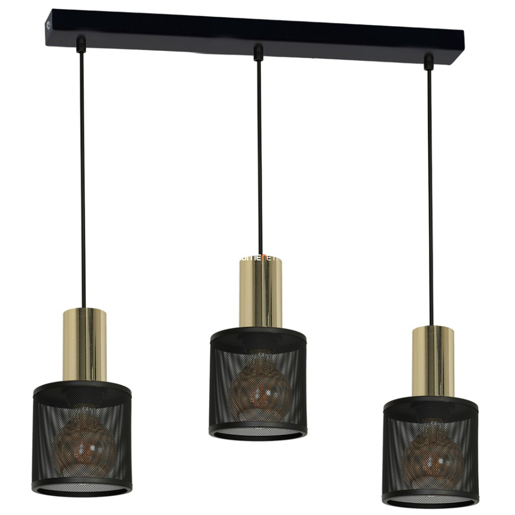 Függesztett lámpa három foglalattal, fekete-aranyszínű (Ares)