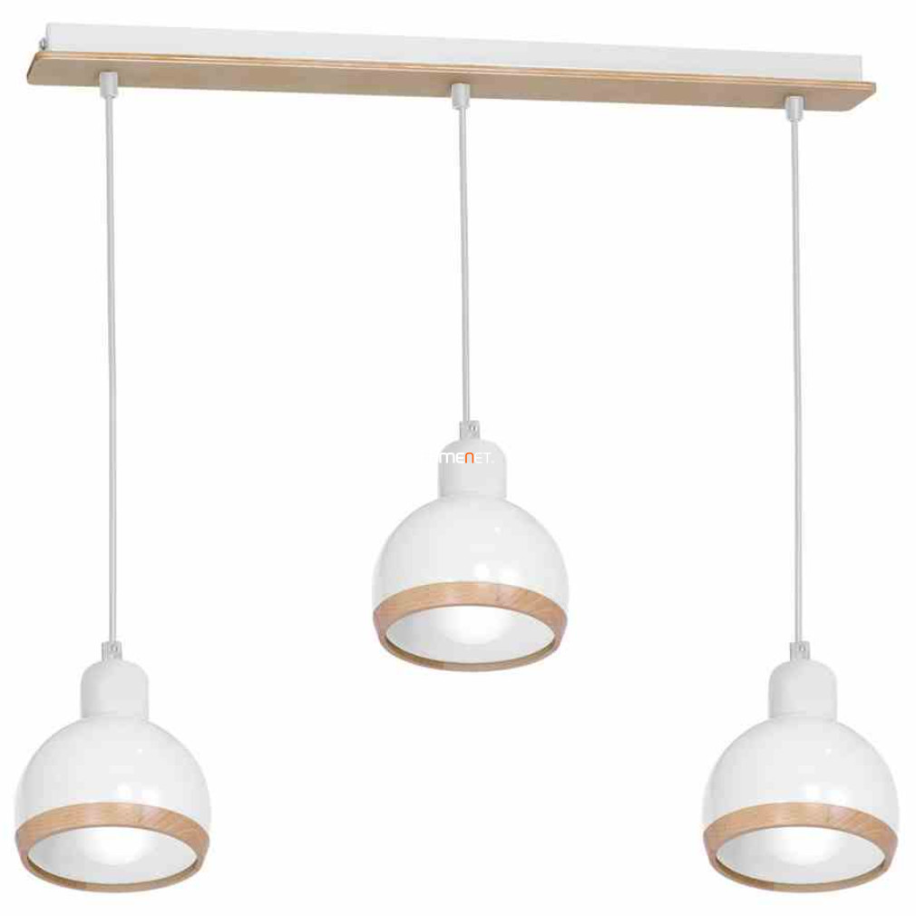Függesztett lámpa három foglalattal, fehér-fa színű (Oval)