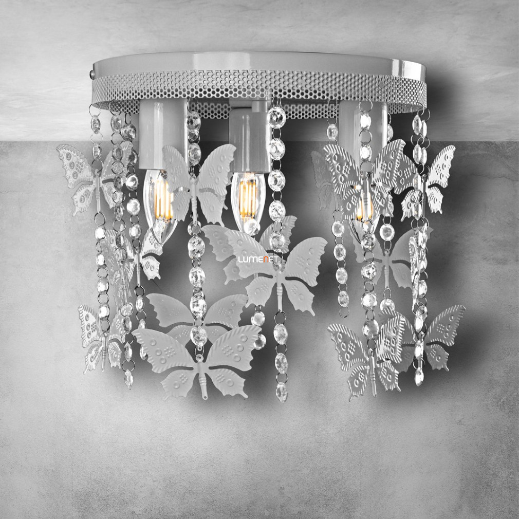 Szürke mennyezeti kristály lámpa pillangókkal (Angelica)