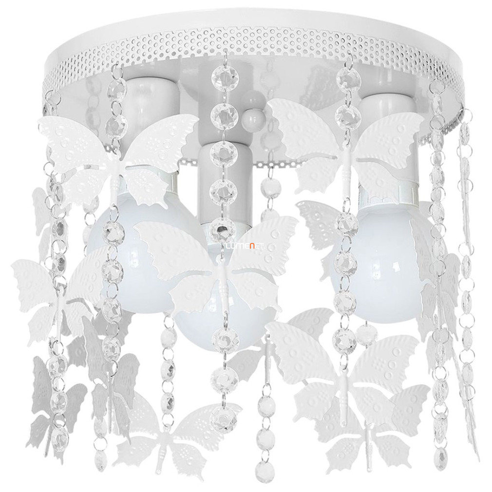 Mennyezeti kristály lámpa pillangókkal fehér színben (Angelica)