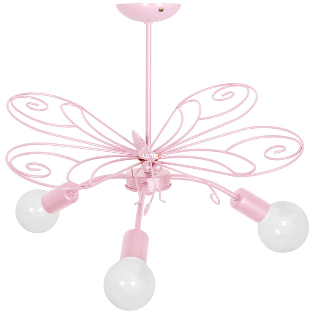 Rózsaszín pillangós mennyezeti lámpa három foglalattal (Butterfly)