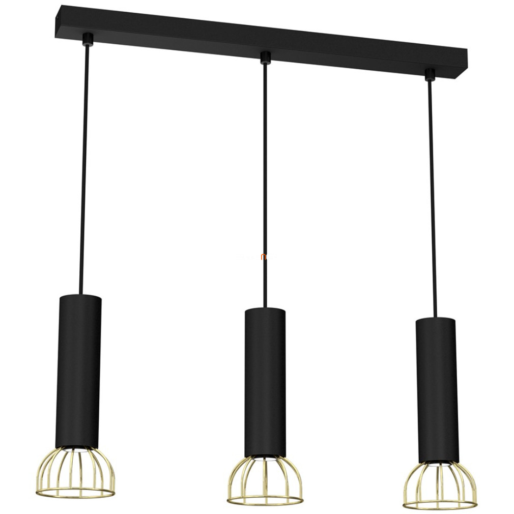 Függesztett lámpa három foglalattal, fekete-aranyszínű (Dante)