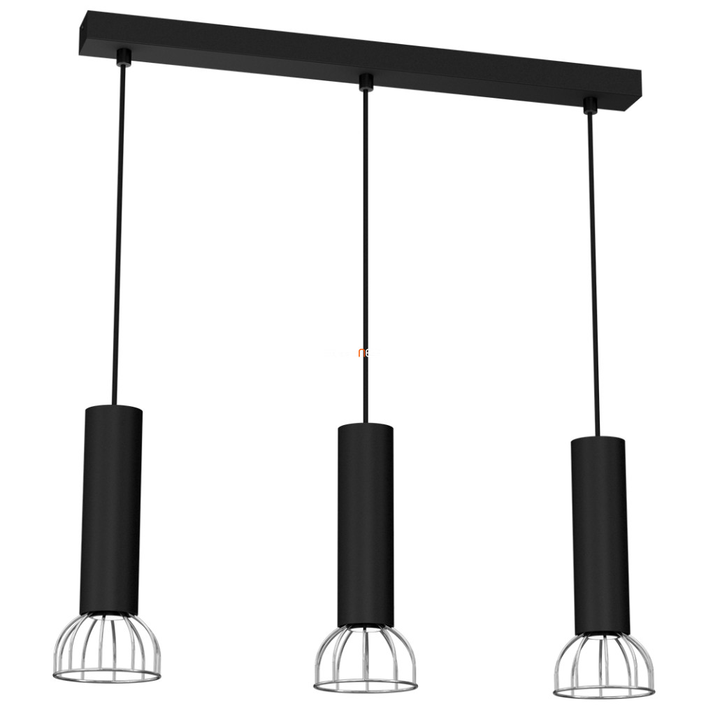 Függesztett lámpa három foglalattal, fekete-ezüstszínű (Dante)