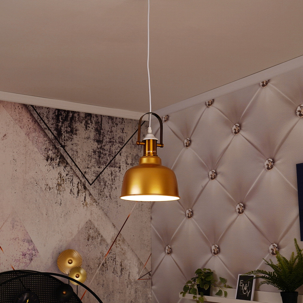 Arany színű függesztett lámpa loft stílusban (Zenit)
