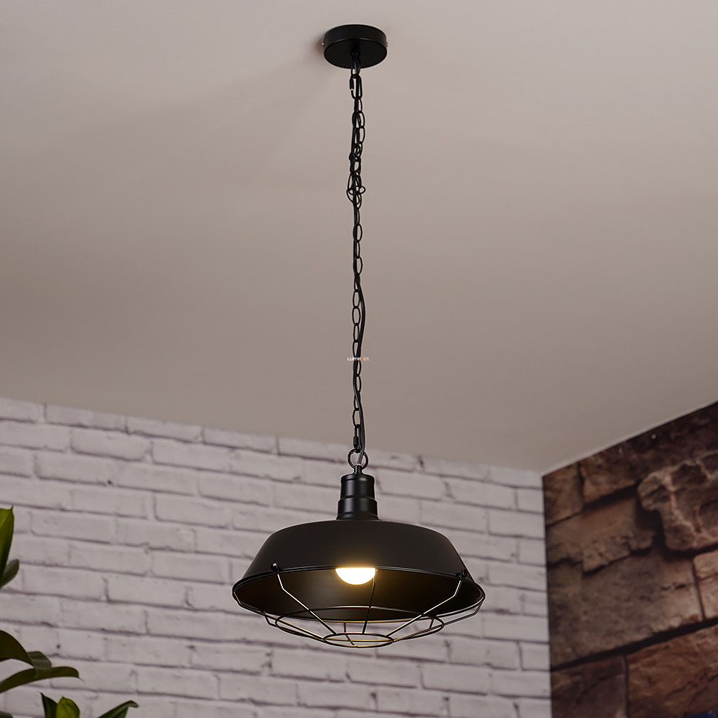 Fekete függesztett lámpa loft stílusban, 36 cm (Lars)