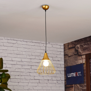   Arany színű függesztett lámpa nyitott burával - Tess GTV OS-TESS-40-DEC