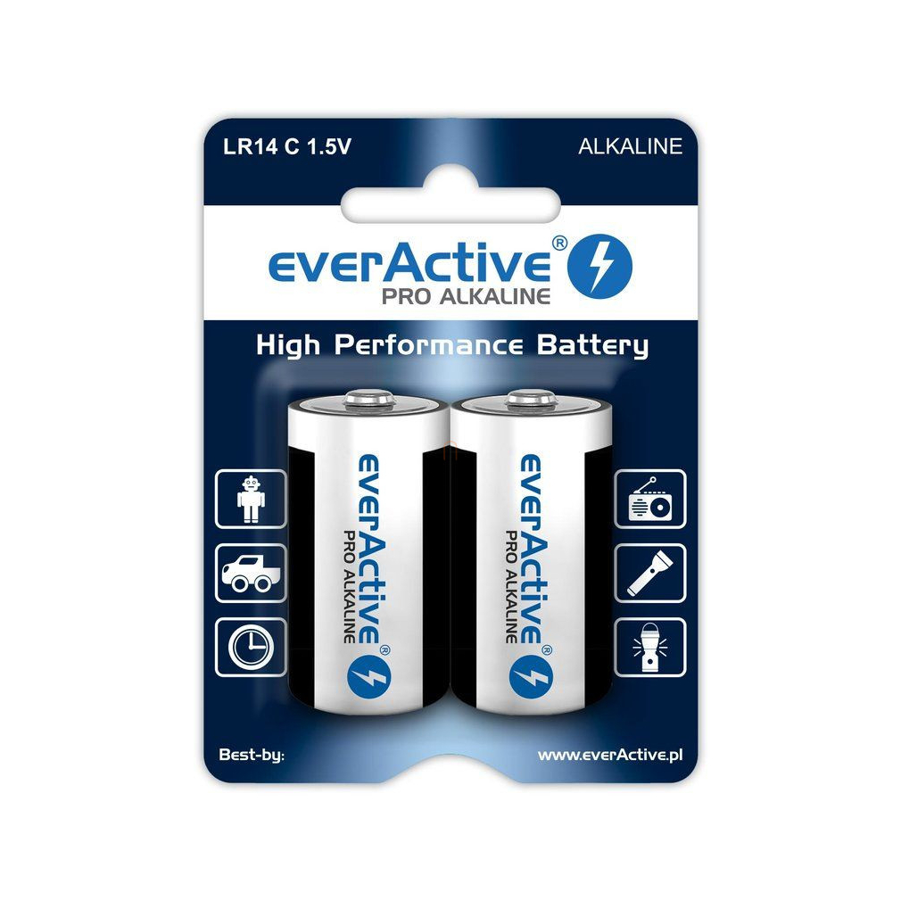 Elem baby R14 1,5V  bliszteres EverActive Pro Alkaline 2 db/bl