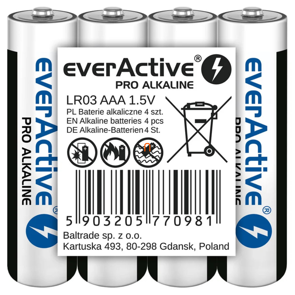 EverActive alkáli elem AAA 1,5V 4 darabos (Pro)