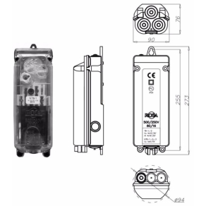   Áramszerlap ROSA NTB-1 egyáramkörös, 5P sorkapoccsal IP54 5x6-16mm2 kábelekhez 324110 1db NEOZED D01 biztosíték kell hozzá