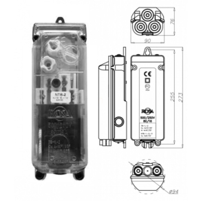  Áramszerlap ROSA NTB-2 kétáramkörös, 5P sorkapoccsal IP54l max. 5x6-16mm2 Cu kábelekhez 324120 2db NEOZED D01 biztosíték kell hozzá