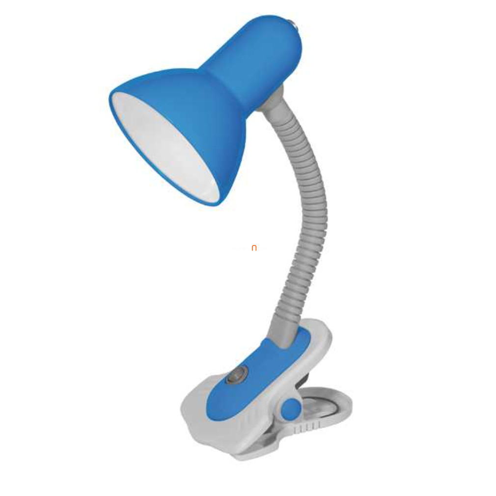 Kék asztali lámpa, 19 cm - Suzi Kanlux 7152 - csíptetős rögzítés asztalra és polcra, 1xE27 foglalattal