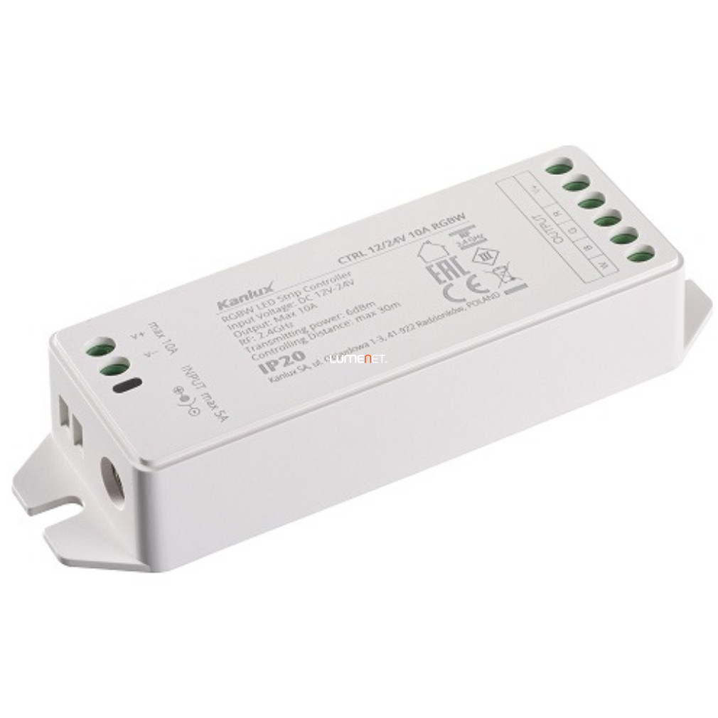 RGBW LED szalag vezérlő L48 RGBW szalaghoz, 12/24V 10A