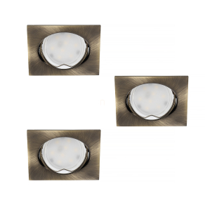   Süllyesztett szögletes spot lámpa szett, sárgaréz, 3db/szett - Tribis Kanlux 23843