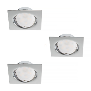   Süllyesztett szögletes spot lámpa szett, króm, 3db/szett - Tribis Kanlux 23844
