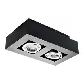   Billenthető mennyezeti spot lámpa, fekete, 2xGU10 foglalattal - Stobi Kanlux 26832