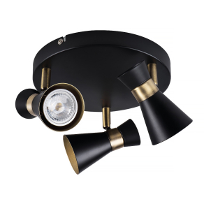   Kerek mennyezeti spot lámpa fekete-arany színű, 3xGU10 foglalattal - Mileno Kanlux 29112