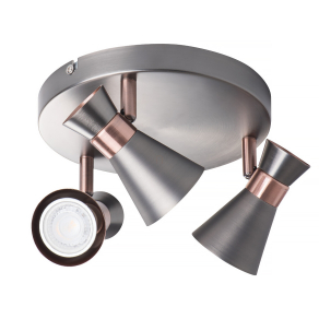   Kerek mennyezeti spot lámpa ezüst/sárgaréz, 3xGU10 foglalattal - Mileno Kanlux 29113