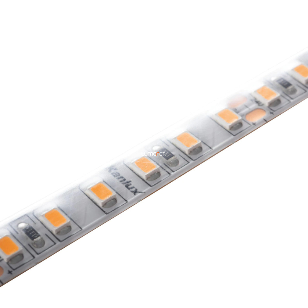 LED szalag, 120 LED/m, melegfehér, 24V, 16W/m, 1600lm/m, 5 méter, IP65