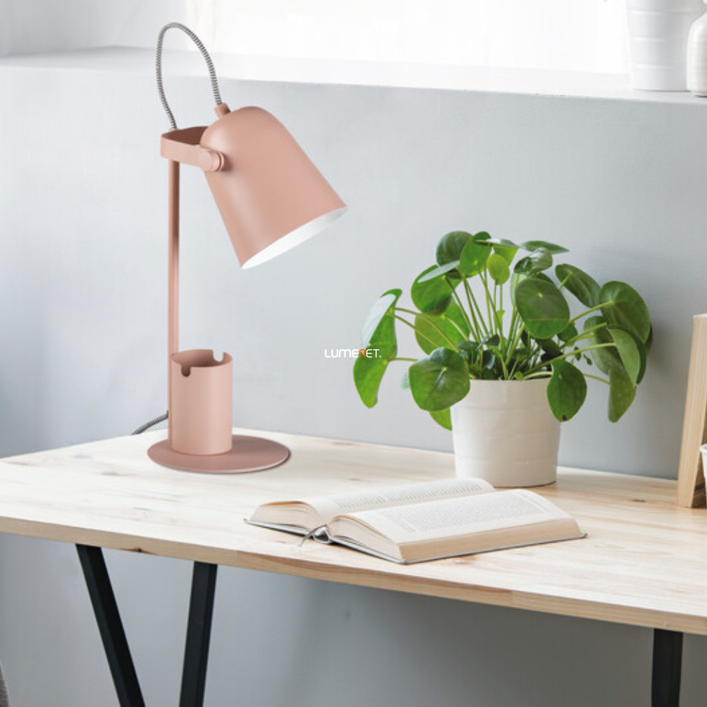 Rózsaszín íróasztali lámpa telefontartóval (Raibo)